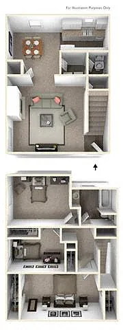 Floor plan Three Bedroom One and One Half Bathroom Townhome