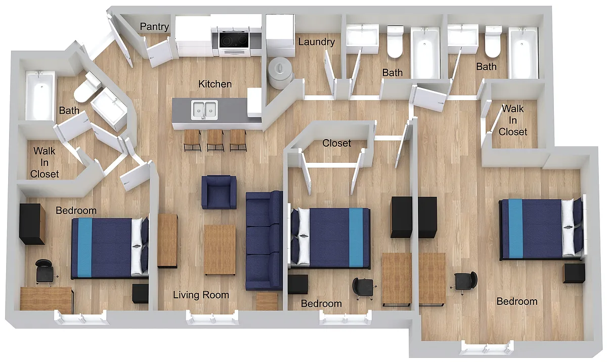 Floor plan Full Three Bedroom - C