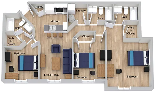 Floor plan Full Three Bedroom - C