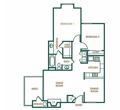 Floor plan Two Bedroom One Bathroom