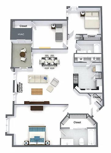 Floor plan 3 Bedroom 2 Bath