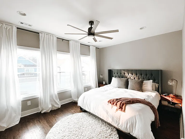 Primary bedroom (shown furnished for photo only) - bed shown is a king bed
