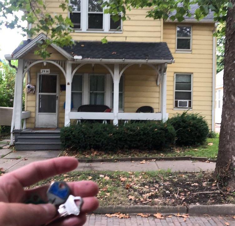 Front of home on quaint brick road