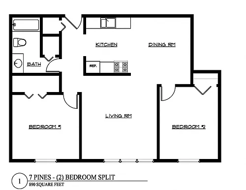 Floor plan Two Bedroom Split