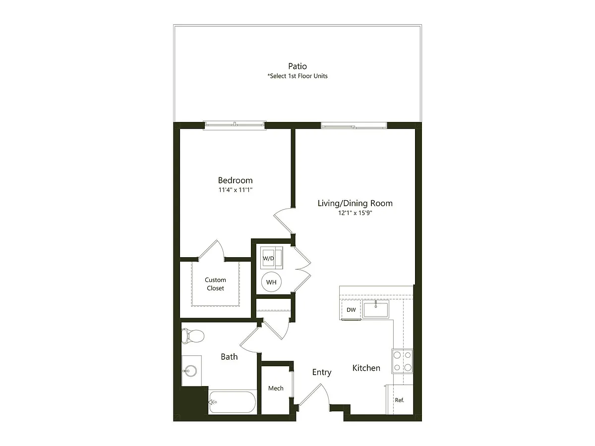 Floor plan A01.2 - 1x1