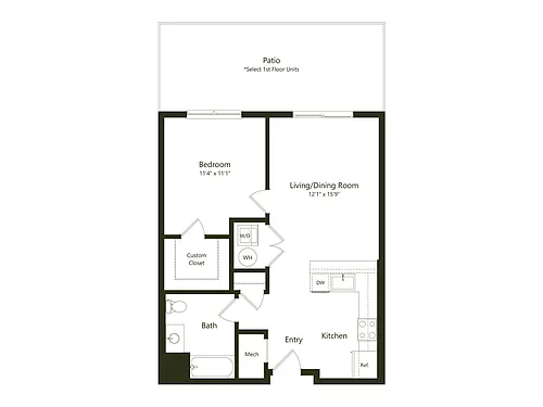 Floor plan A01.2 - 1x1