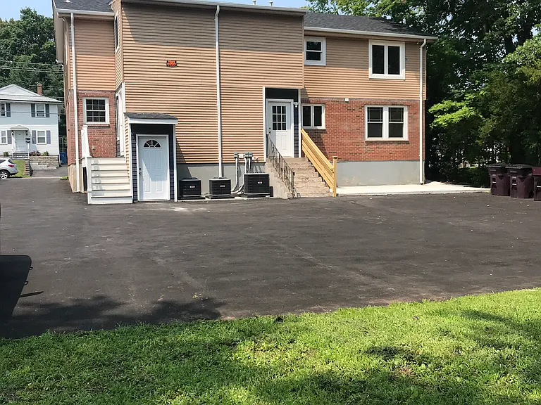 Back entrance and parking lot