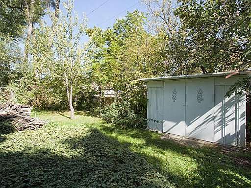 Backyard with tool shed