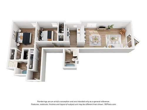 Floor plan 2 bd 2 ba E Balcony