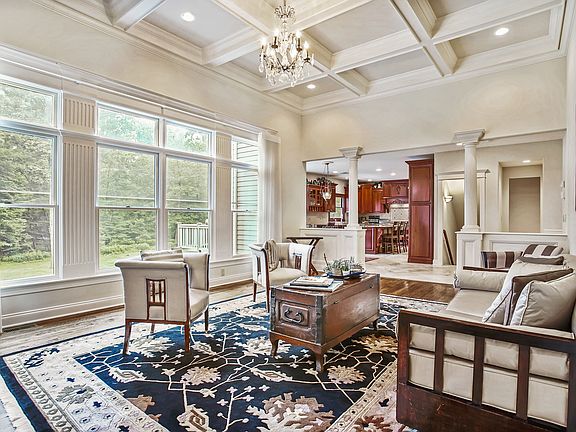 Coffered ceiling family room