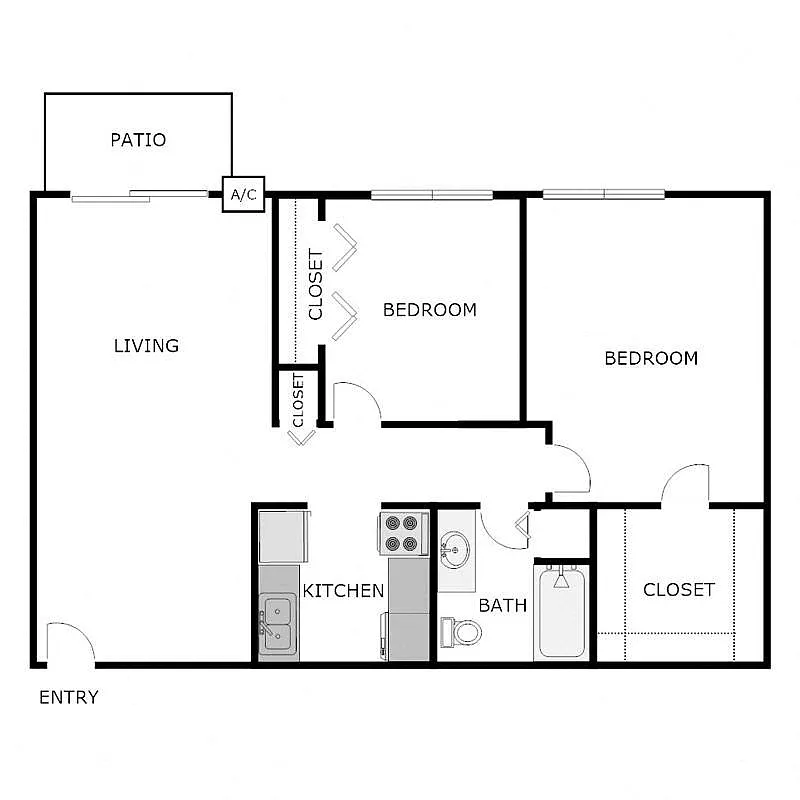 Floor plan 2 Bed 1 Bath