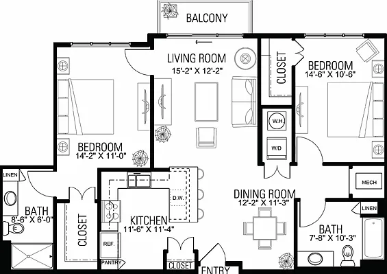 Floor Plan 2I | Wells Street Station | Apartments in Delafield, WI Floor Plan 2I | Wells Street Station | Apartments in Delafield, WI