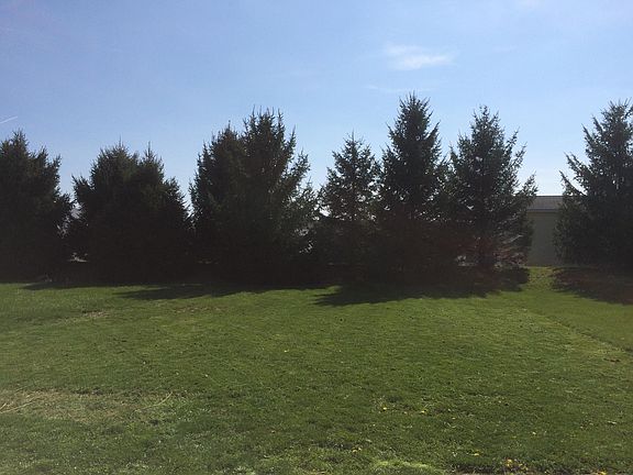 Nice tree lined back yard, with concrete patio and privacy dividers from neighbor.