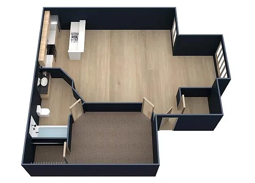 Floor plan A2-1 Bedroom, 1 Bathroom