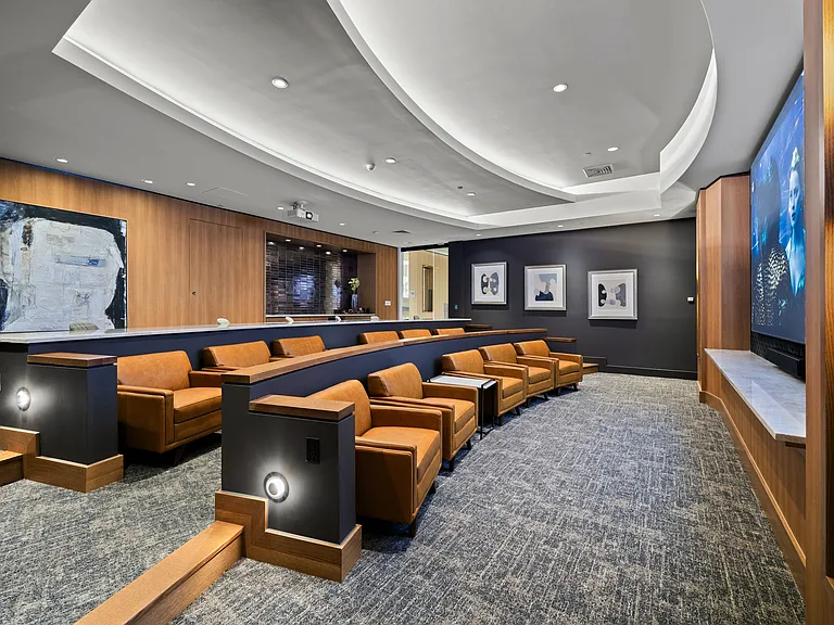 Screening lounge with HD projector and cinema-style seating
