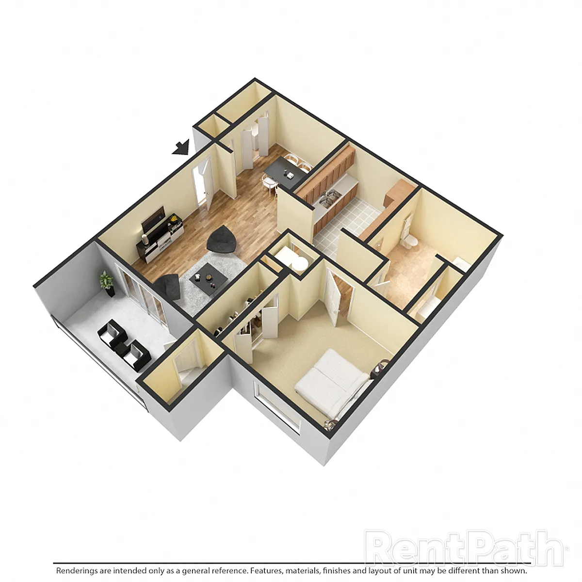 Floor plan 1 Bedroom, 1 Bath