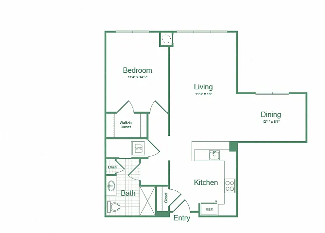 Floor plan One Bedroom A3