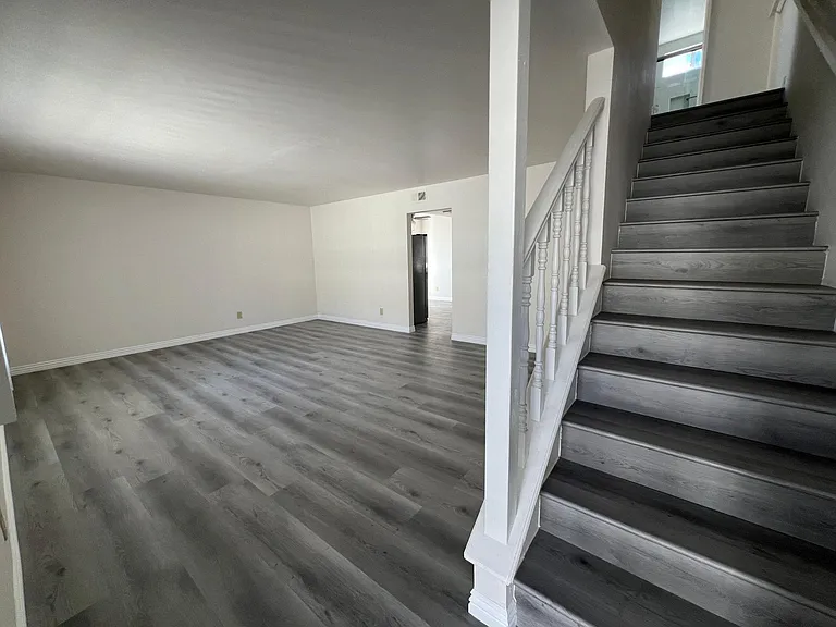 Large living room downstairs and two bedroom and bathroom upstairs