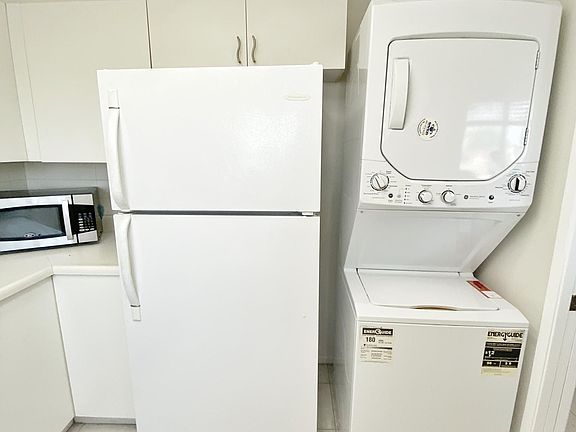 Microwave, refrigerator, and washer/dryer