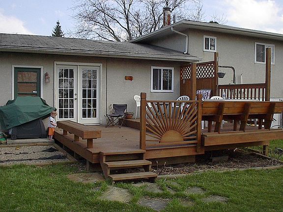 Newly built back deck off kitchen area.