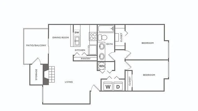 Floor plan Two Bedroom / One Bath Renovated