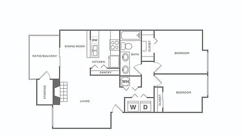 Floor plan Two Bedroom / One Bath Renovated