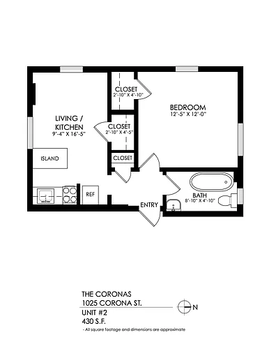 Floor plan 1 Bedroom, 1 Bath