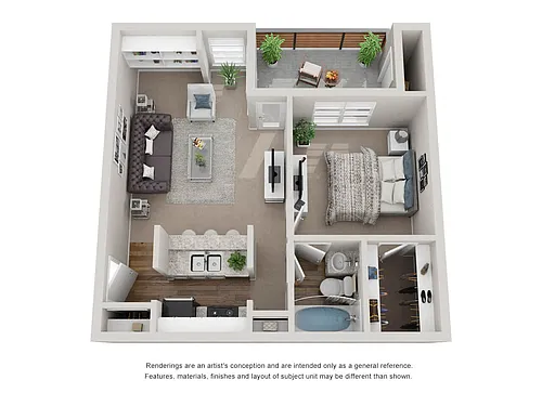 Floor plan A2: 1 Bed 1 Bath