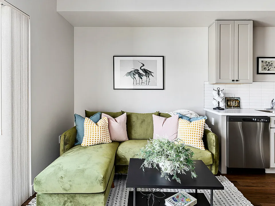 Experience stylish comfort in this contemporary apartment living space.