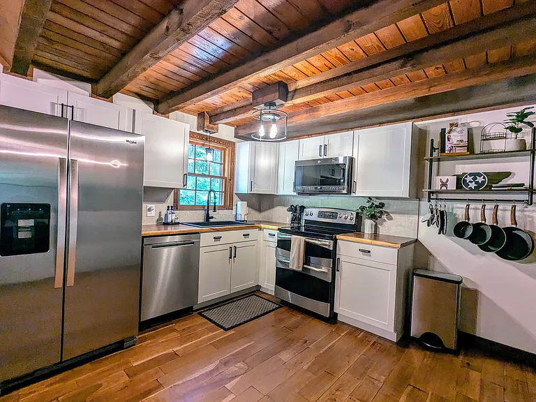 Full Size Furnished Kitchen with Pots/Pans, Baking Dishes, Pizza Pan, XL Baking Pan, Plates, Silverware, Glasses, and More! (not pictured 4-slice toaster and Belgian waffle maker)