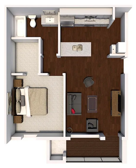 Floor plan 1 Bedroom, 1 Bath