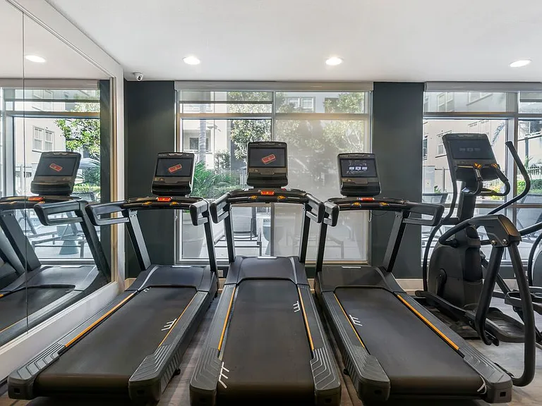 Fitness center with treadmills