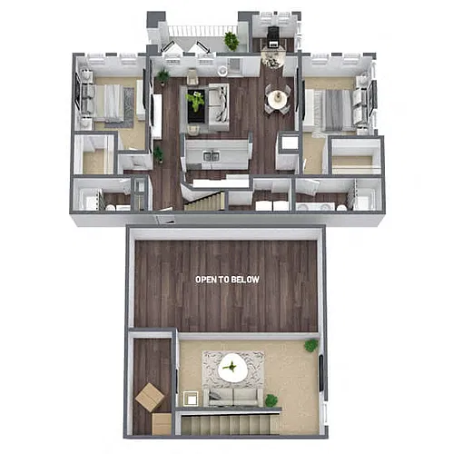 Floor plan B3: 2 Bed 2 Bath