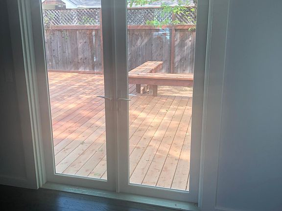 View through French door to new deck.