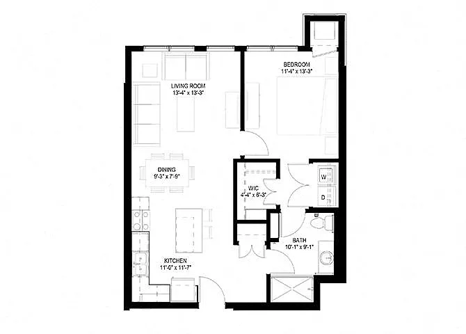 Floor plan One Bedroom - E