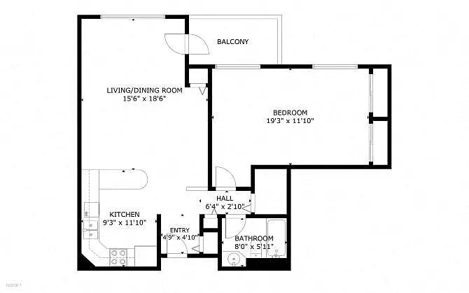 Floor plan 1X1 D
