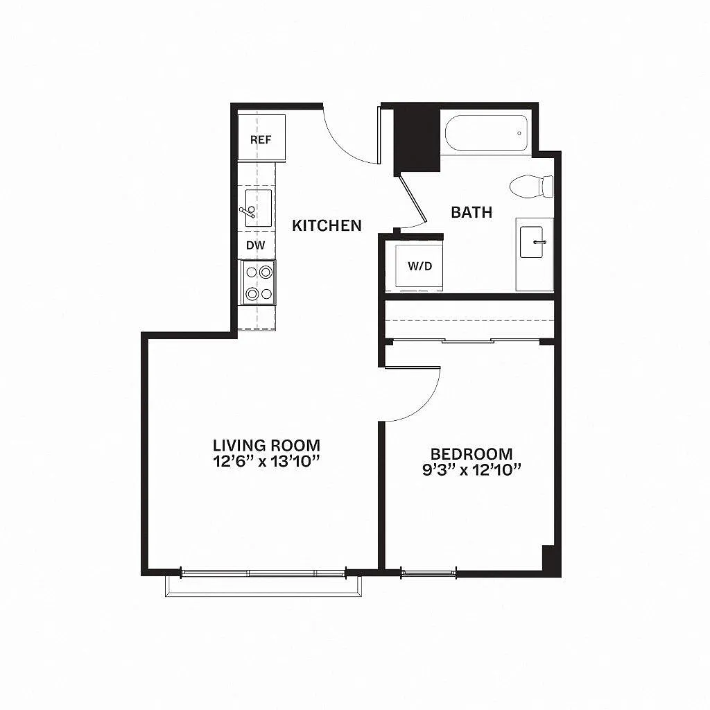 Floor plan Traditional One Bedroom C8