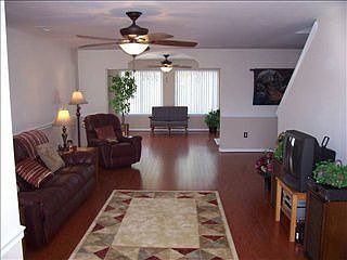Looking from front door, living room to bonus room