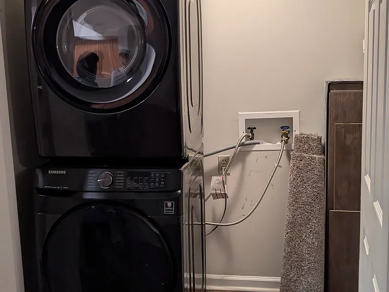 Dedicated storage and laundry closet. Use of stack-able washer-dryer included in rent.