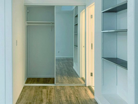 Second closet with overhead storage.