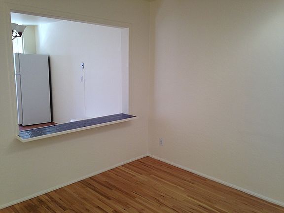 view from dining area into kitchen