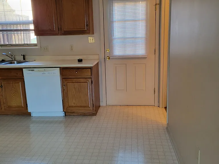 Kitchen area with backdoor