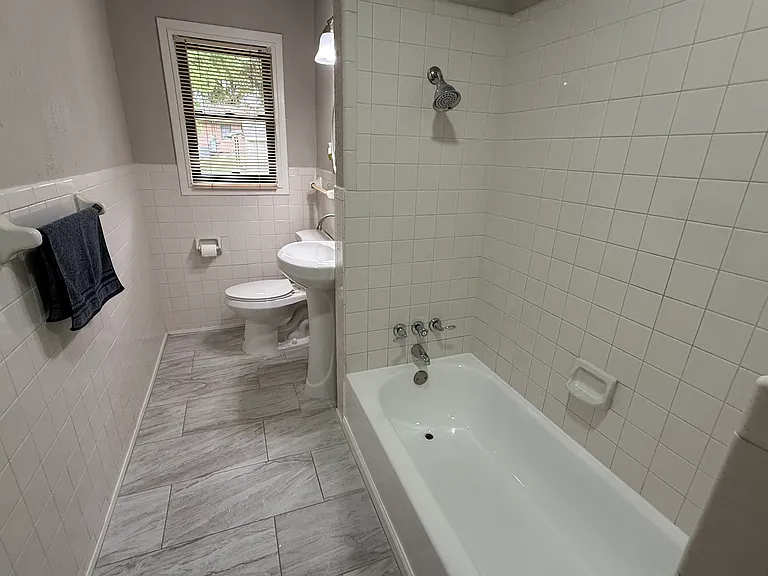 The second bath has a tub/shower combination.