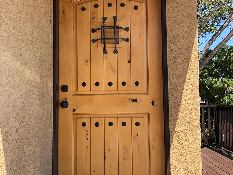 Front door - newly refinished.