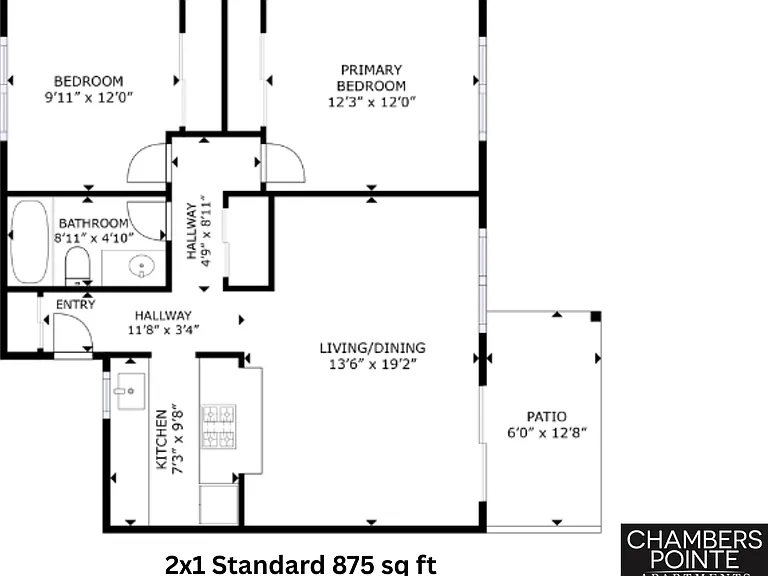 2x1 Standard l 875 sq ft l Chambers Pointe 2x1 Standard l 875 sq ft l Chambers Pointe