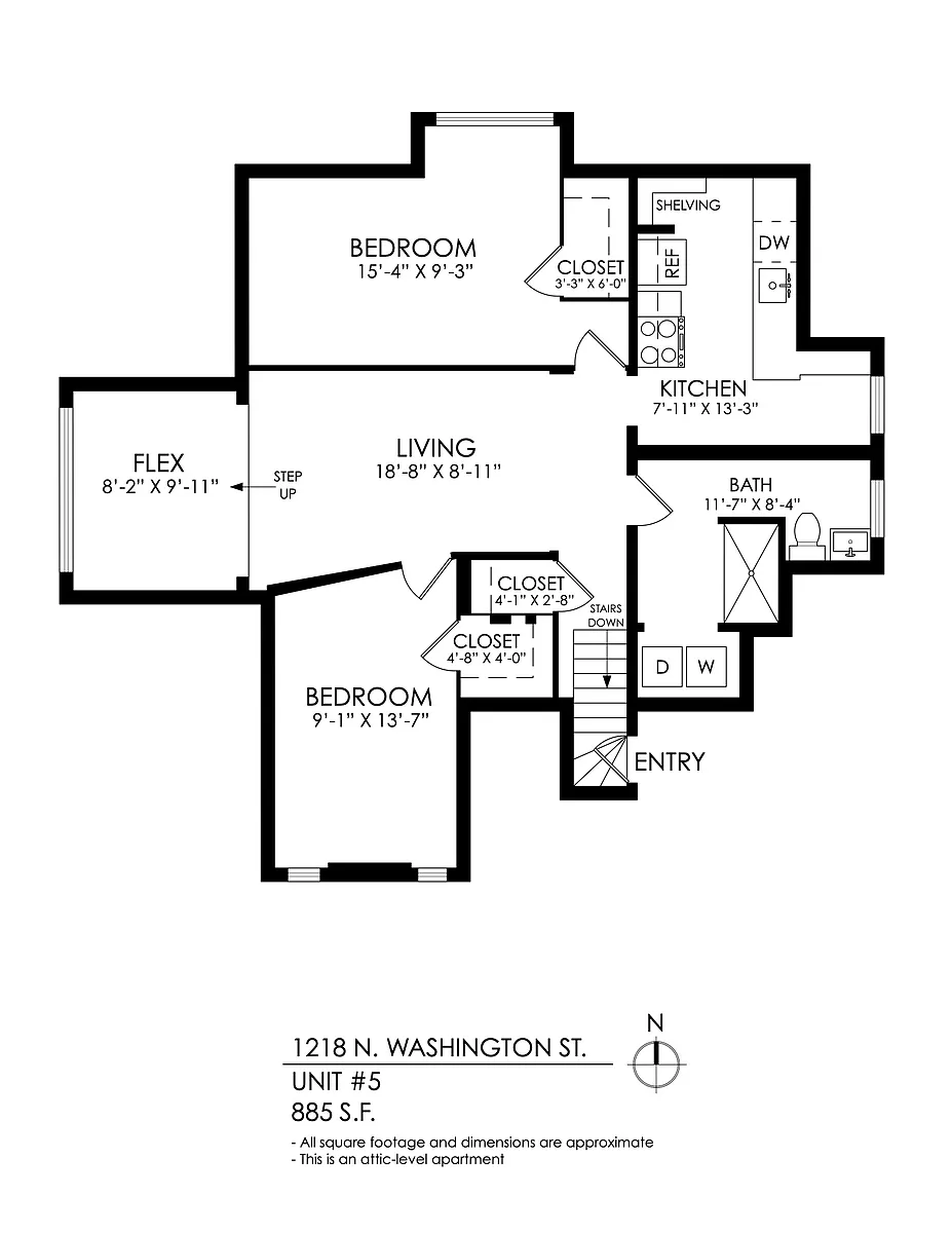 Floor plan 2 Bedroom, 1 Bath