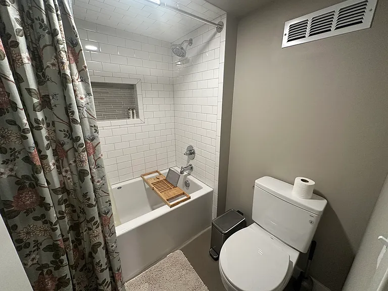 Tub/shower with toilet