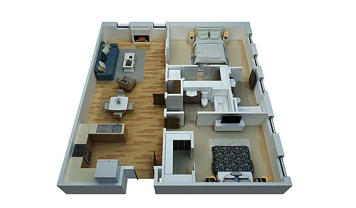 Floor plan 2 Bedrooms / 2 Bathrooms