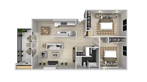Floor plan Two Bedroom One Baths