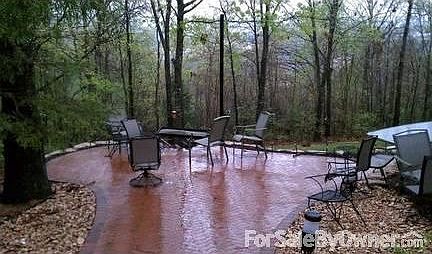 Side yard patio after a rain